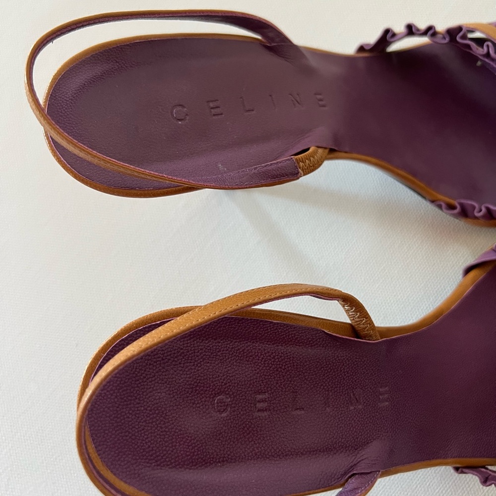 Celine slingback ruffle purple and tan heel size 38 - Picture 7 of 9